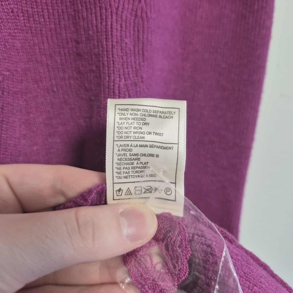 Betsey Johnson NWOT Magenta Pink Ribbed Knit Pointelle Coquette Sweater Dress M - Picture 8 of 10